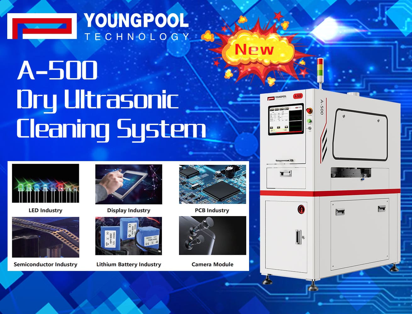 Lancement d'un nouveau produit | Machine de nettoyage à ultrasons à sec A-500 : révolutionner les processus de nettoyage dans la fabrication électronique et optimiser le rendement industriel